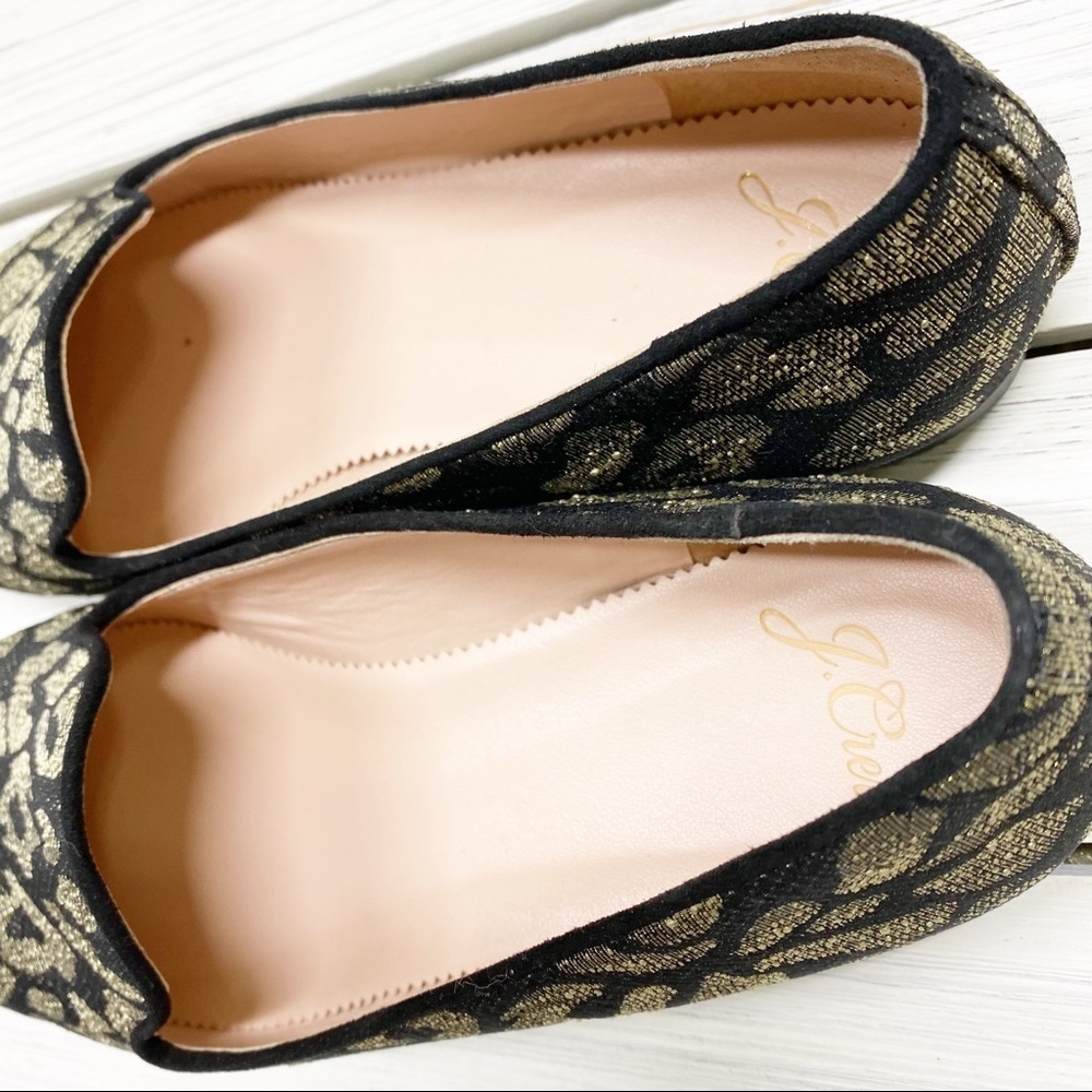 J. Crew Metallic Leopard Jacquard Smoking Flat Loafers Shoes 6.5 - Picture 10 of 11